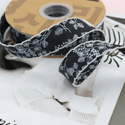 1/1.5 Inch Lace Edged Denim Ribbon 5 Yards