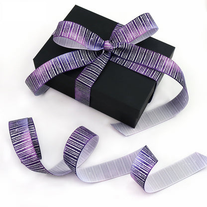 25mm Sparkling Vertical Striped Silver Ribbon with Foil 28 Colors