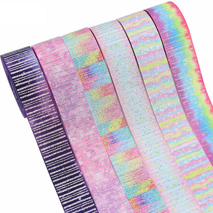 25mm Sparkling Vertical Striped Silver Ribbon with Foil 28 Colors