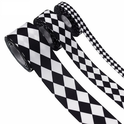 10/22/38mm Large Black and White Chevron Ribbon 3 PACK