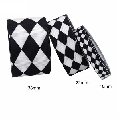 10/22/38mm Large Black and White Chevron Ribbon 3 PACK