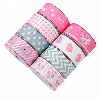 22mm Pink Girl's Birthday Party Ribbon 8 Colors Pack