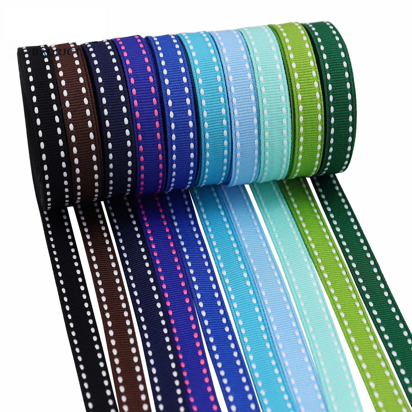 10mm Striped Ribbon Set 20 Colors (5 Yards per color)