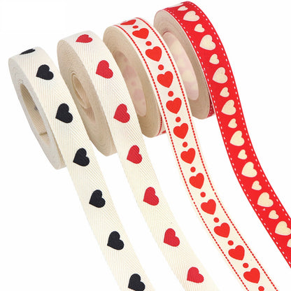 16mm Cotton Ribbon Valentine's Heart for Wedding Decorations 40 Yards