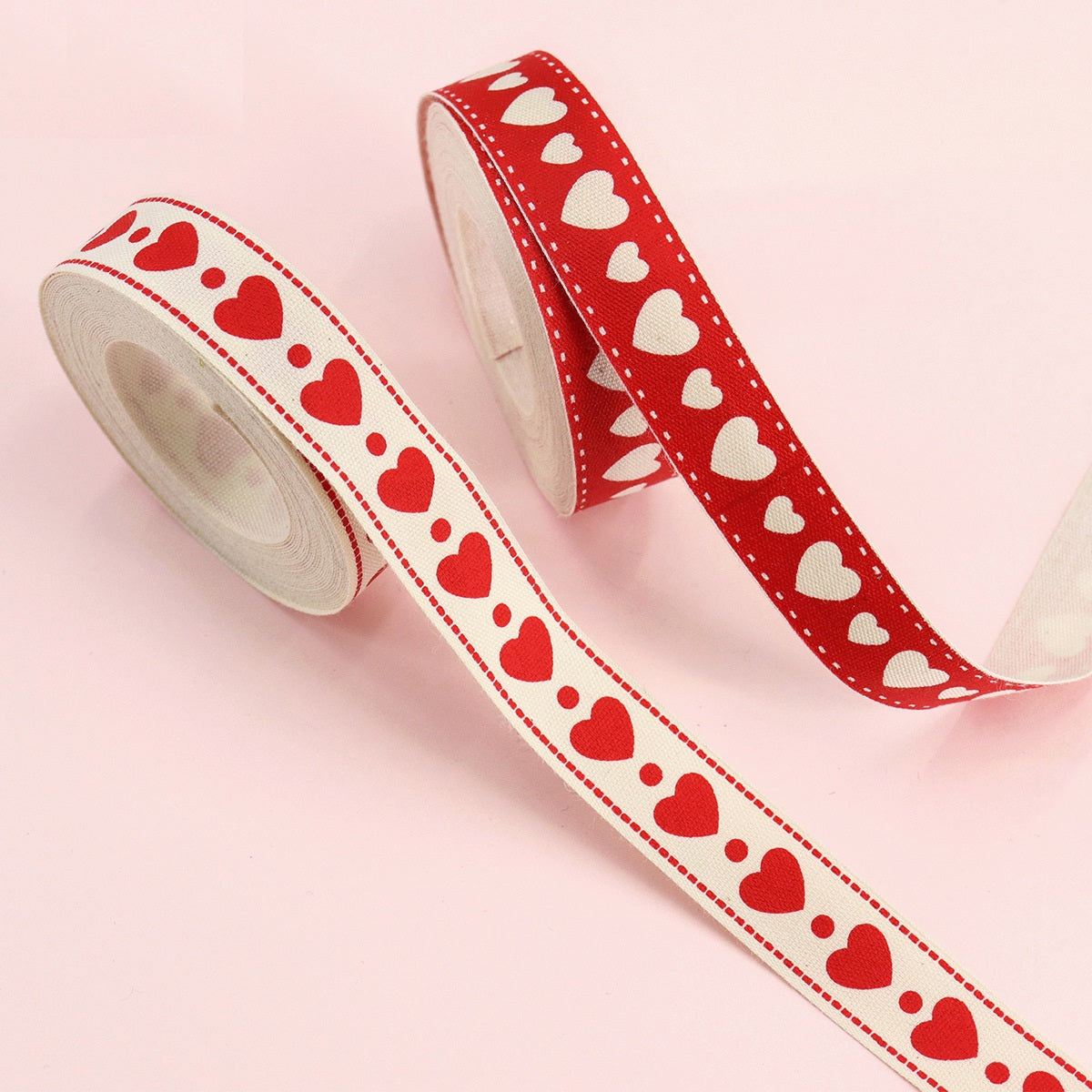 16mm Cotton Ribbon Valentine's Heart for Wedding Decorations 40 Yards