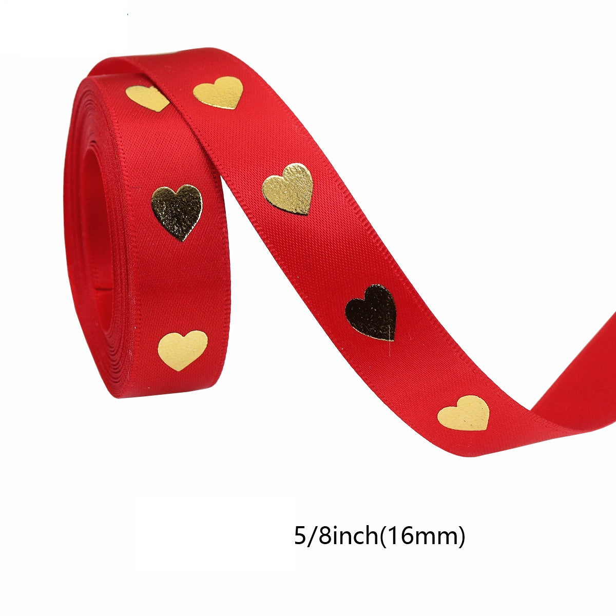 16mm Heart Hot Stamping Valentine's Day Ribbon 9 Colors Pack