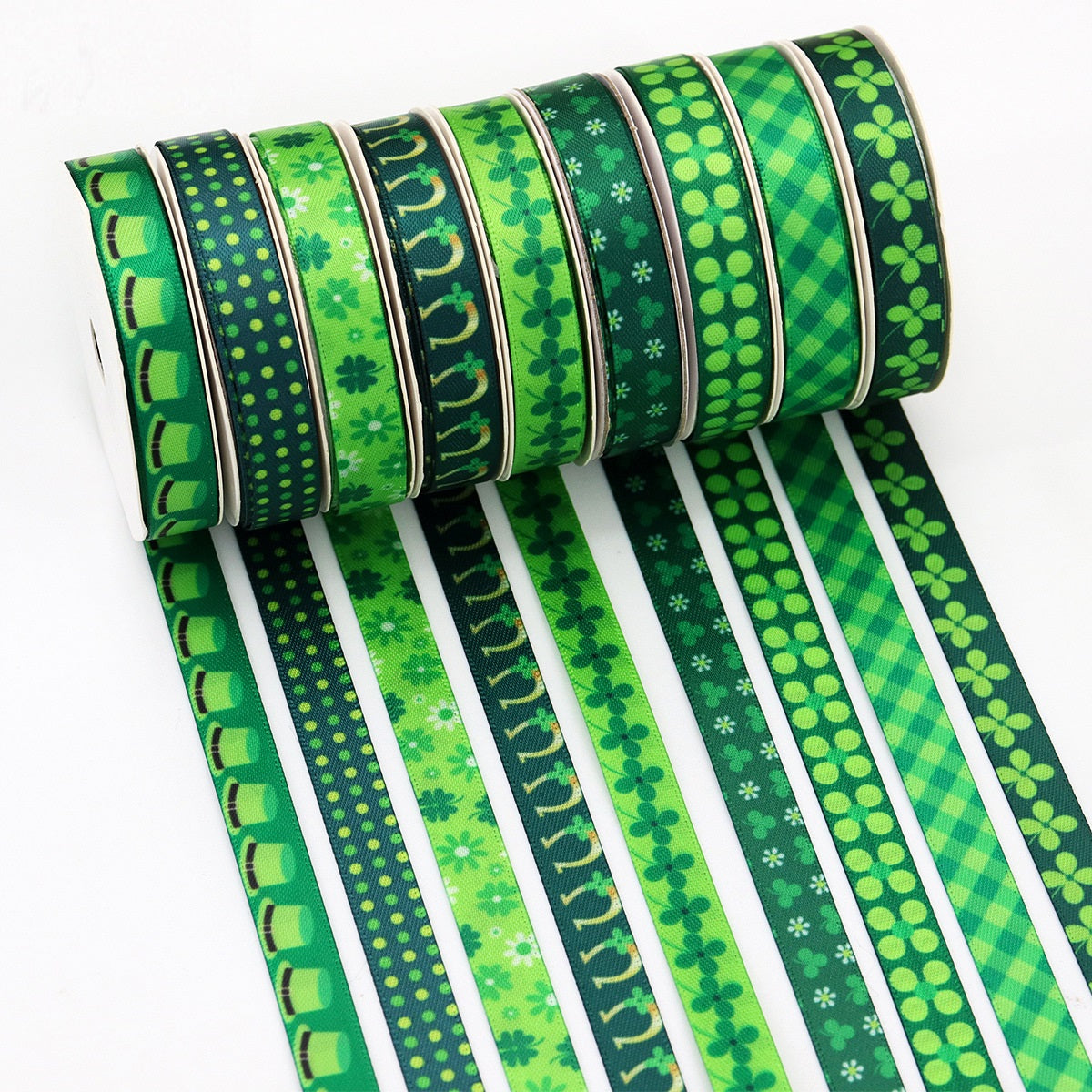 10mm Green Four-Leaf Clover Ribbon for St. Patrick's Day 18 Pack