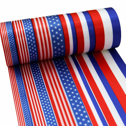 16/25/38mm American Flag Independence Day Ribbon 6 Pack