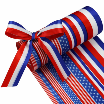 16/25/38mm American Flag Independence Day Ribbon 6 Pack