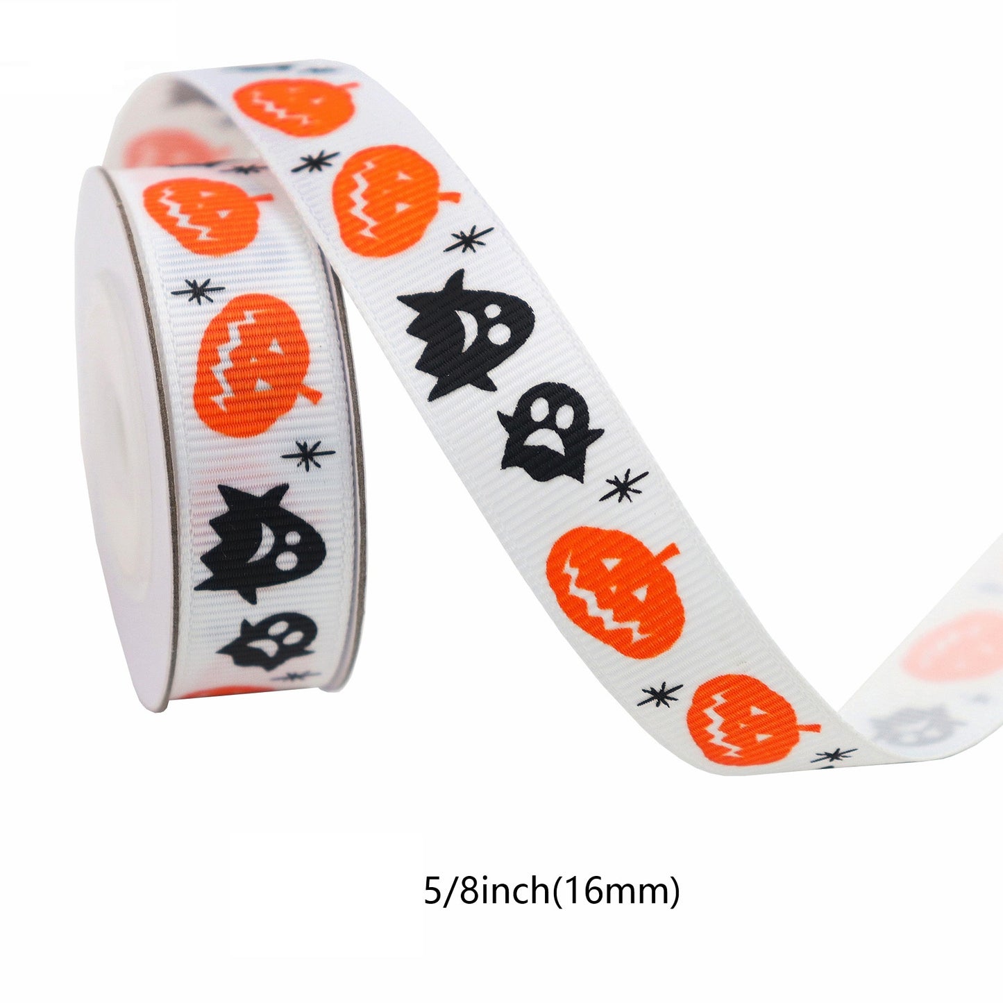 10/16mm Halloween Themed Ribbons Pumpkin Skull Ghost Face 13 Pack