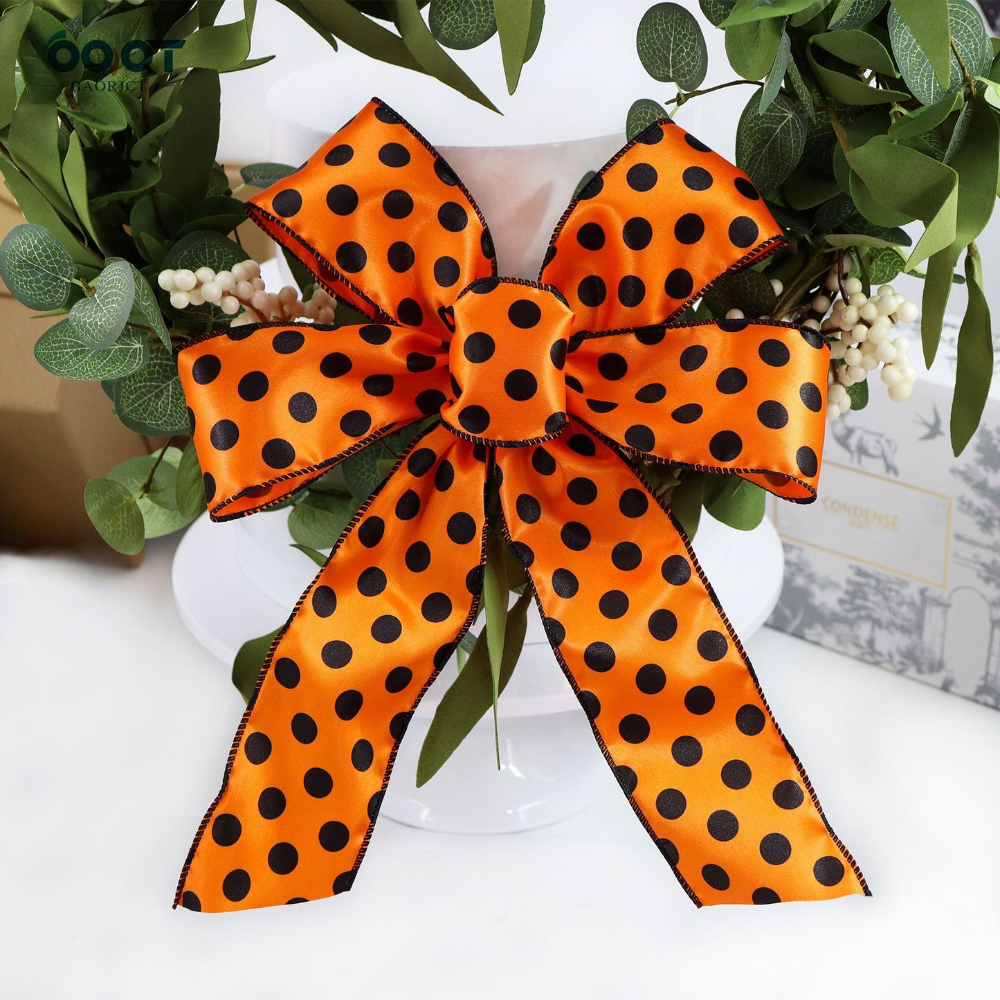 2.5 Inch Polka Dot,Stripe,Diamond Dot Halloween Ribbons 5 Pack