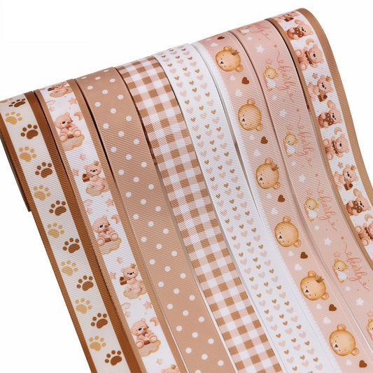 22mm Brauner Bär Baby Shower Band 8er Pack 40 Yards