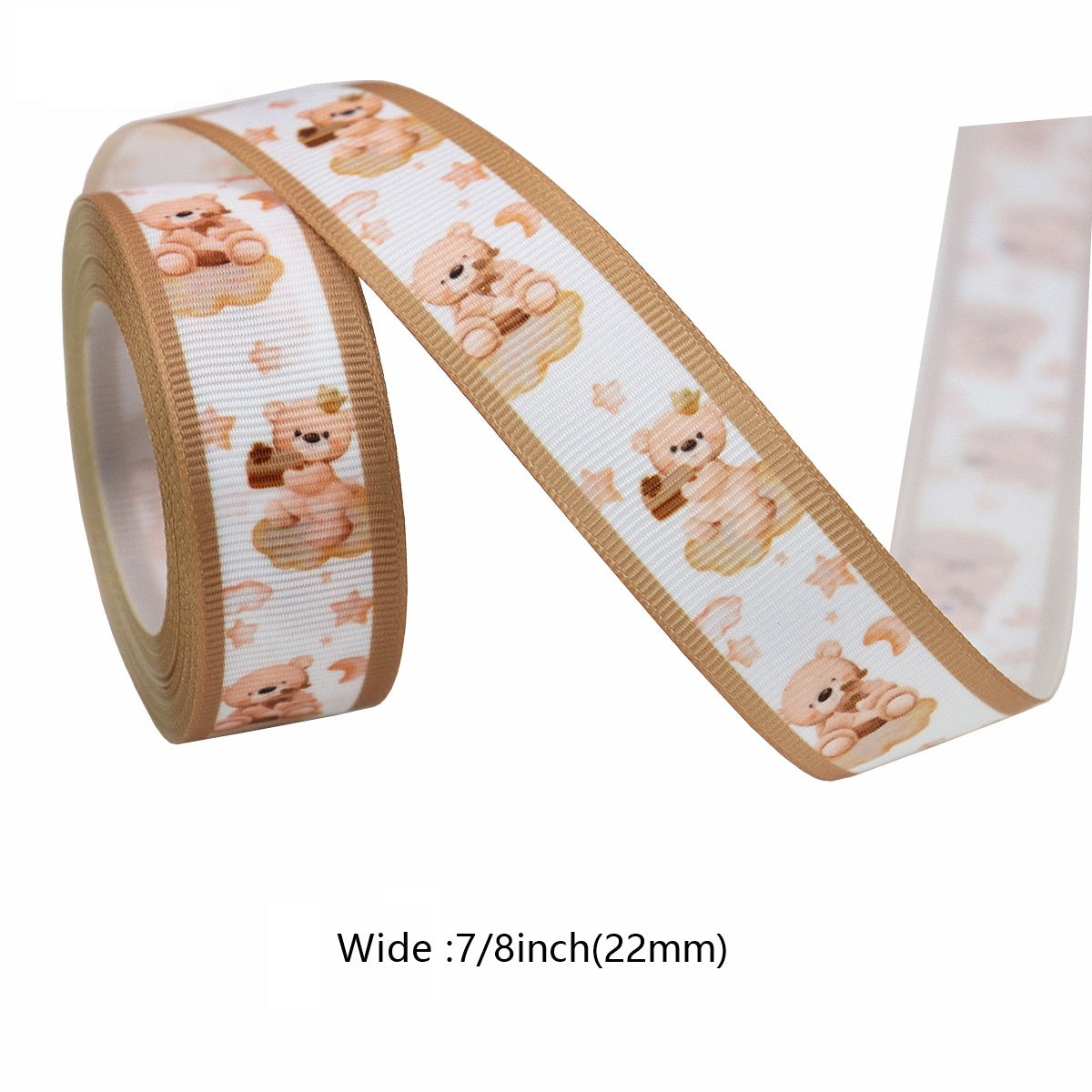 22mm Brown Bear Baby Shower Ribbon 8 Pack 40 Yards