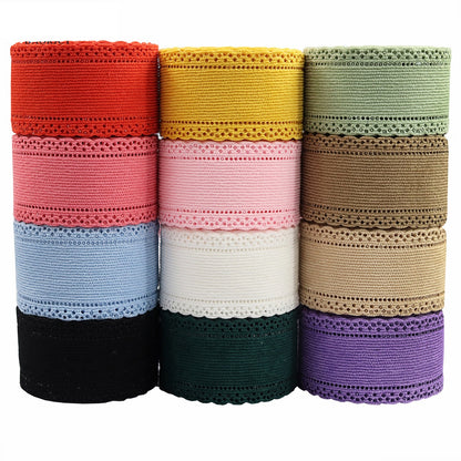 1.5 Inch Velvet Ribbon with Lace Edge 12 Colors Set