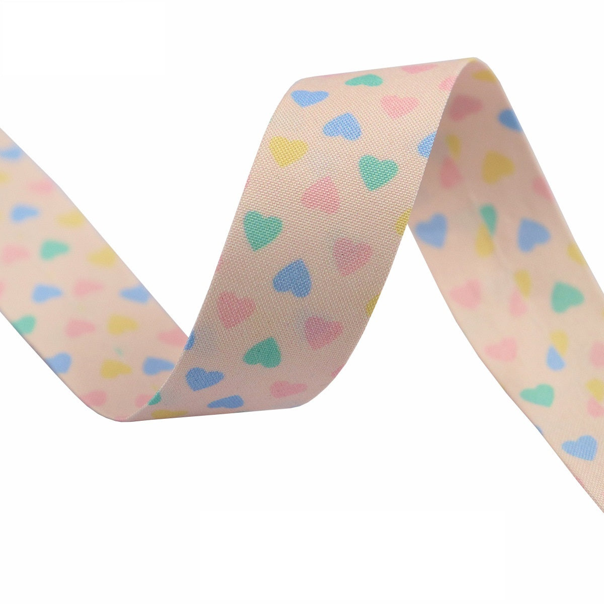 10/16/25/38mm Heart-Shaped Fabric Ribbon 7 Color Set