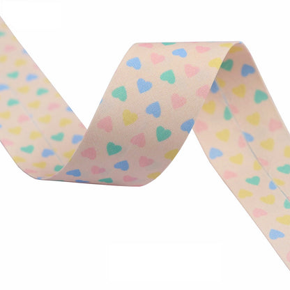 10/16/25/38mm Heart-Shaped Fabric Ribbon 7 Color Set