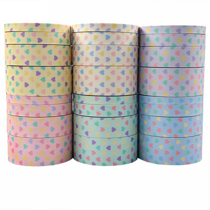 10/16/25/38mm Heart-Shaped Fabric Ribbon 7 Color Set