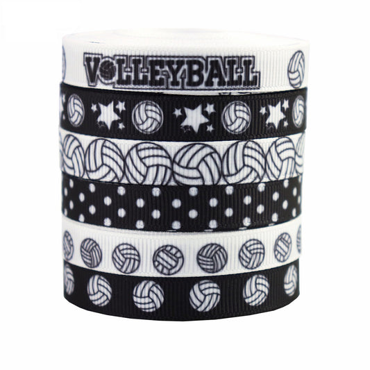 10mm Zwart en Wit Volleybal Ribbelband 6 Pack