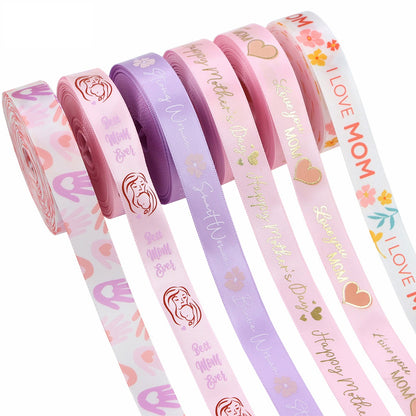 16mm Mother's Day Happy Birthday Satin Ribbons 6 Colors Set