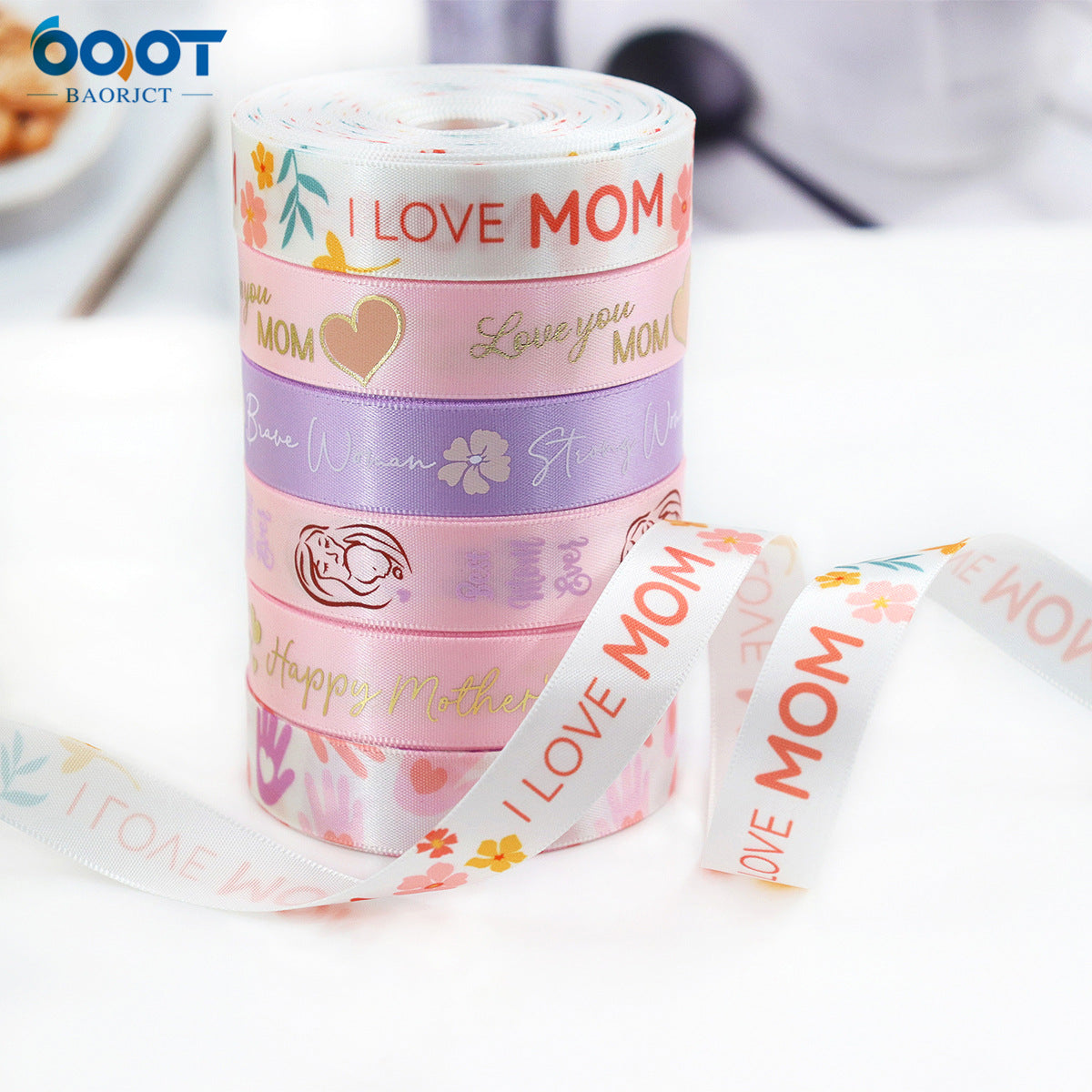 16mm Mother's Day Happy Birthday Satin Ribbons 6 Colors Set