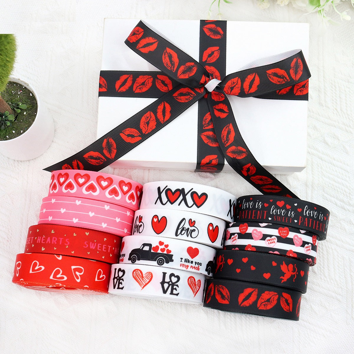 22mm Valentine's Day Themed Ribbon 12 Pack 60 Yards