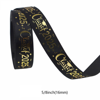 10/16/25mm Black and Gold Graduation Ribbon 5 Set