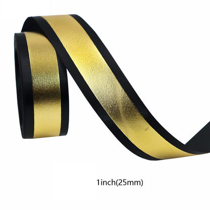 10/16/25mm Black and Gold Graduation Ribbon 5 Set