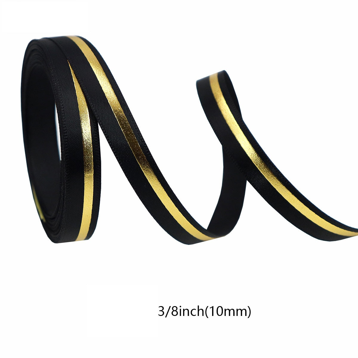 10/16/25mm Black and Gold Graduation Ribbon 5 Set