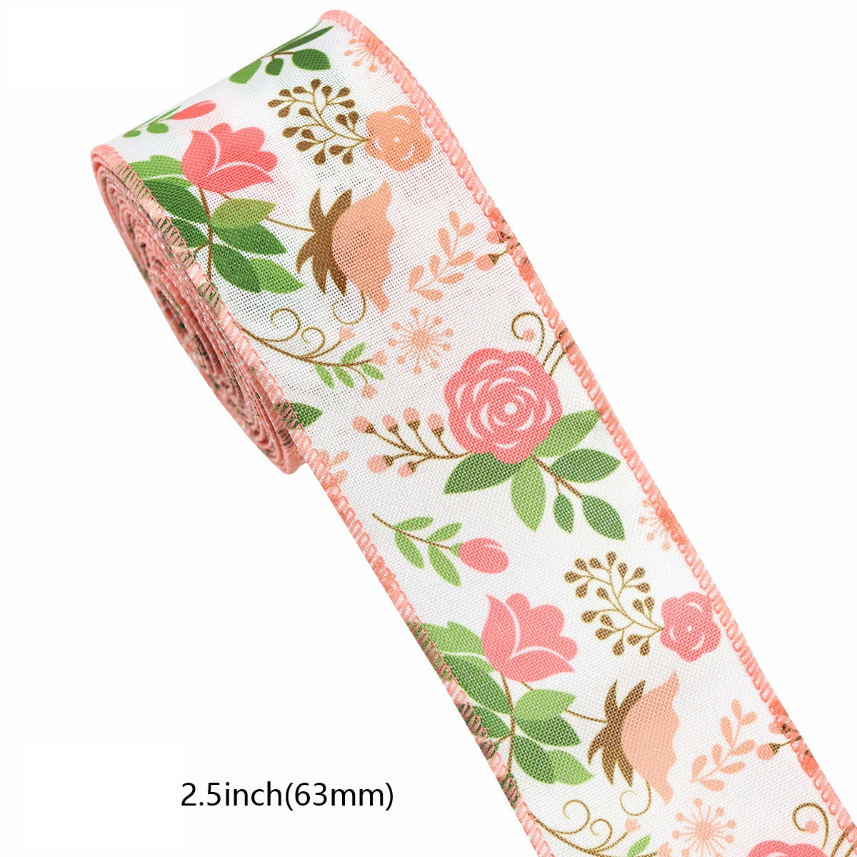 63mm Frühling Blume Drahtkante Häkelband 5 Yards pro Rolle