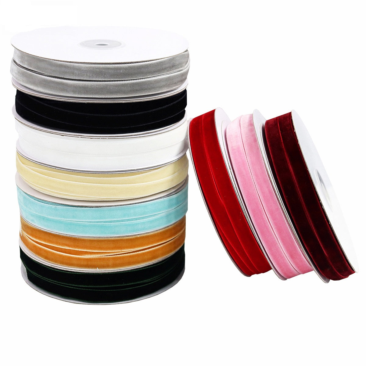 3/8" 10MM Wide Single-Sided Velvet Ribbon - 50 Yards