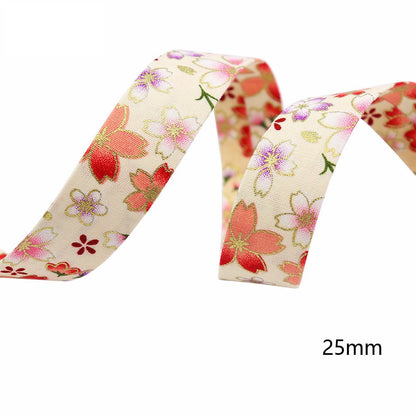 10mm/25mm/40mm Japanese Style Sakura Water Ripple Ribbon 8 Pack