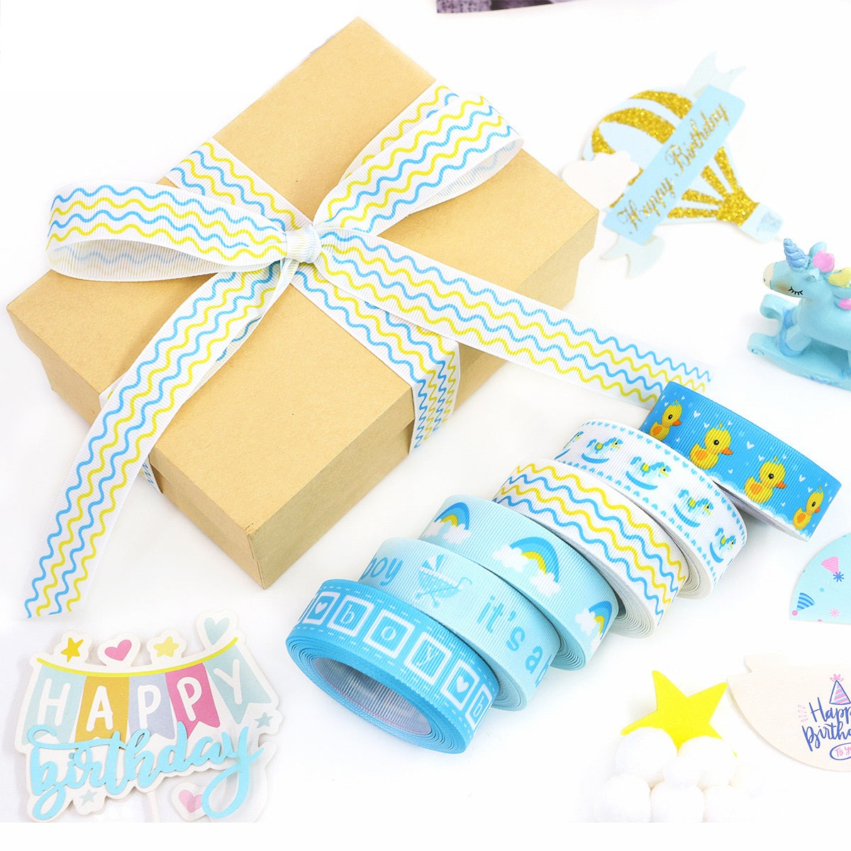 22mm Blue Boy's Party Ribbon 6 Color Pack