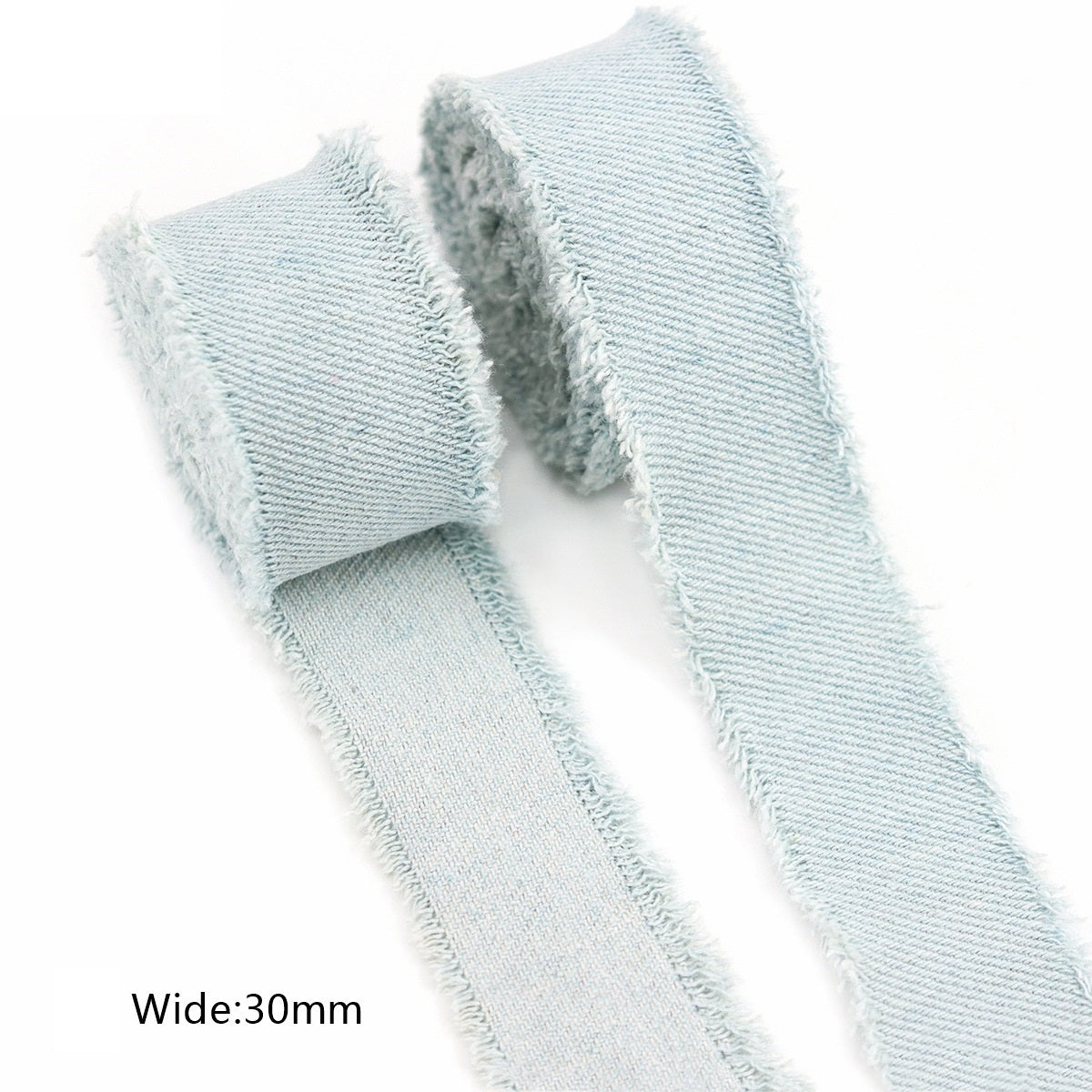 30/40/50MM Blue Denim Double-Edged Ribbon -1.6 Yards(9 Pack)