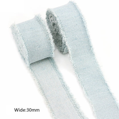 30/40/50MM Blue Denim Double-Edged Ribbon -1.6 Yards(9 Pack)