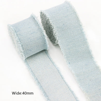 30/40/50MM Blue Denim Double-Edged Ribbon -1.6 Yards(9 Pack)