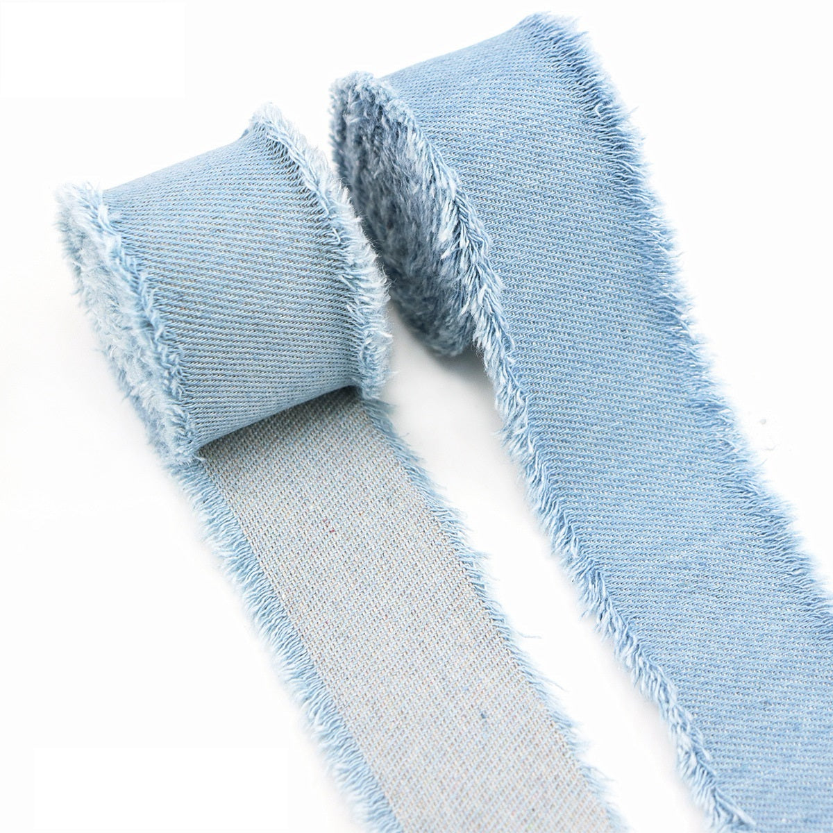 3/4/5cm Light and Dark Denim Ribbons 9 Pack