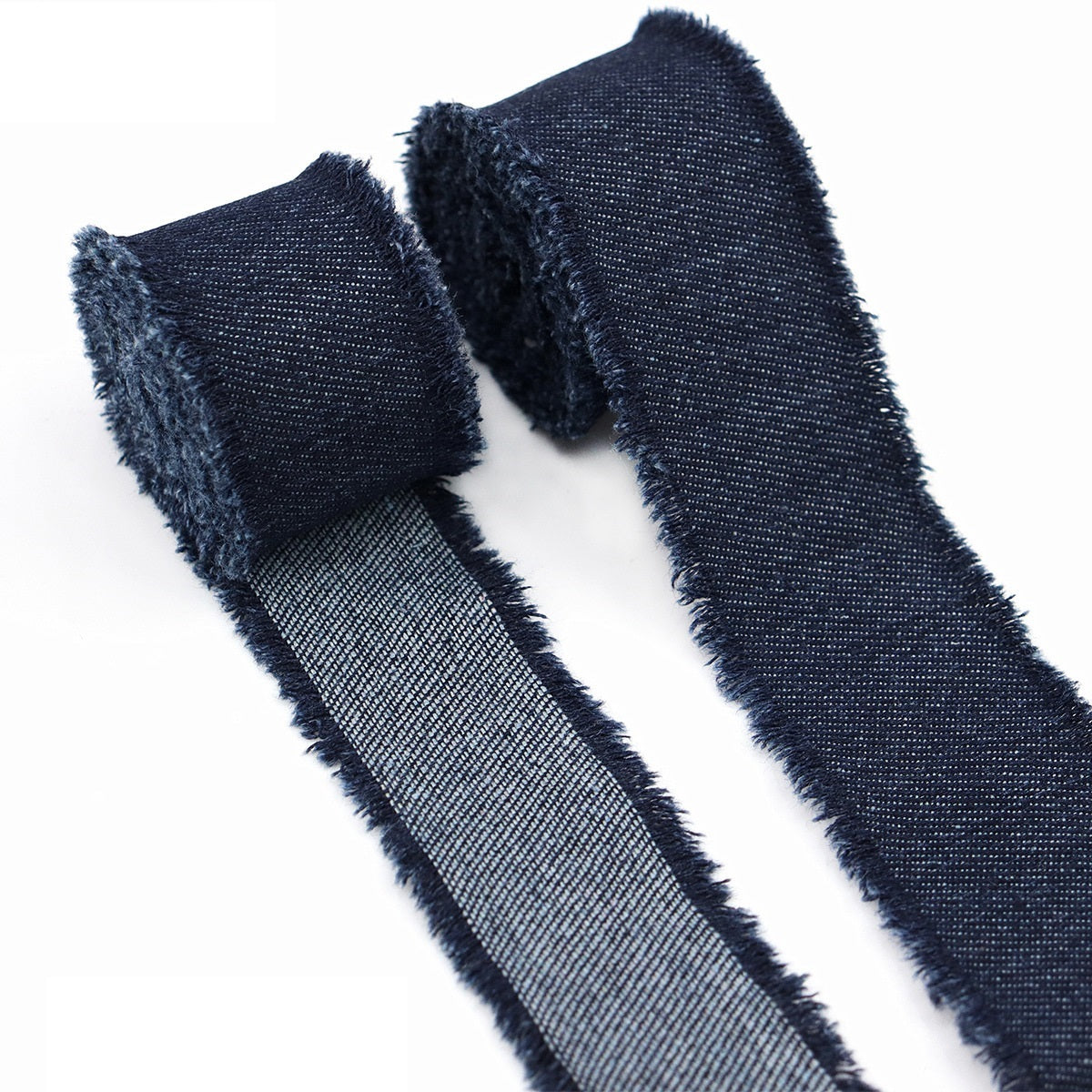 3/4/5cm Light and Dark Denim Ribbons 9 Pack