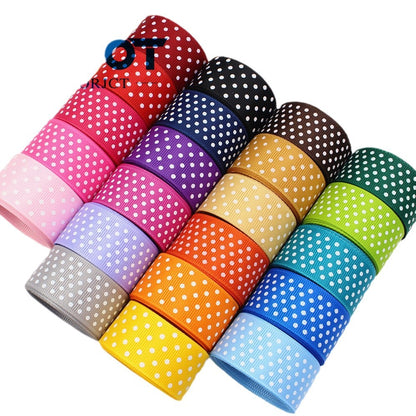 25mm Polka Dot Grosgrain Ribbon - 22 Color(10 Yards per Roll)