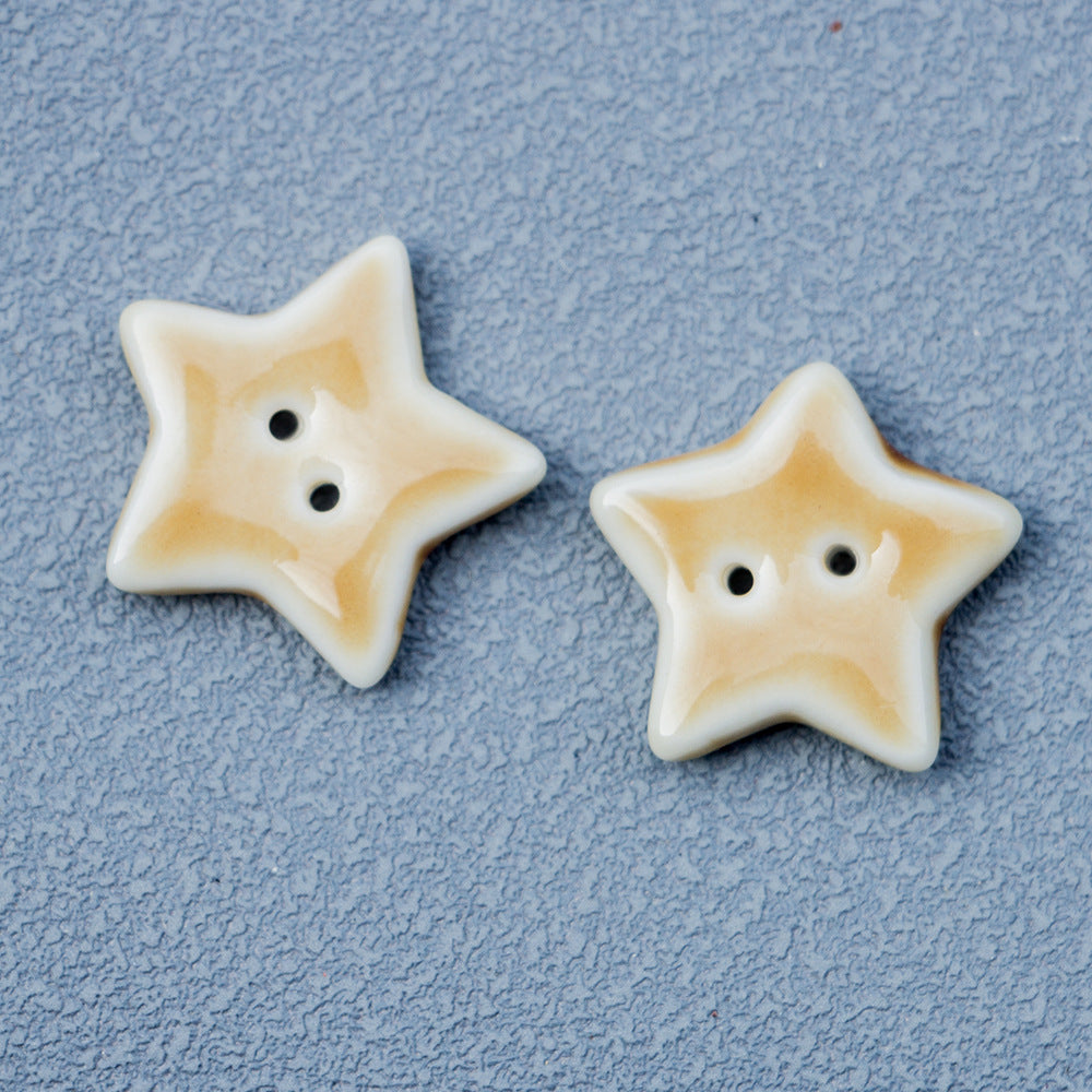 20mm Five-Pointed Star 2 Hole Ceramic Buttons for Handmade DIY Jewelry 10PCS