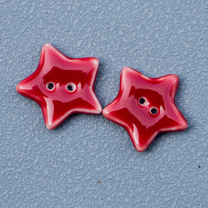 20mm Five-Pointed Star 2 Hole Ceramic Buttons for Handmade DIY Jewelry 10PCS