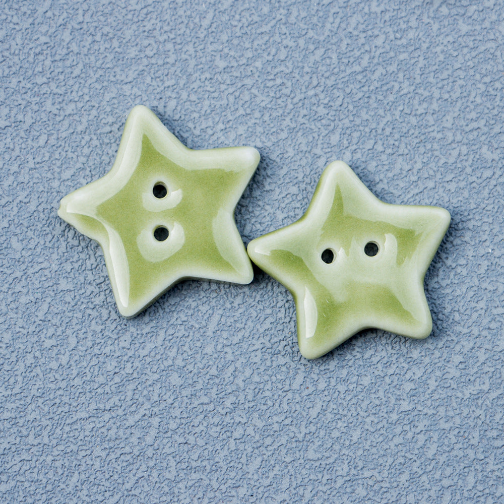 20mm Five-Pointed Star 2 Hole Ceramic Buttons for Handmade DIY Jewelry 10PCS