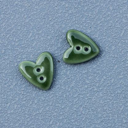 20mm Tiny Heart-Shaped 2-Hole Ceramic Buttons for Handmade DIY Jewelry 10pcs