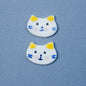 30mm Hand-Painted Small Blue White Big-Face Cat 2-Hole Ceramic Buttons 10PCS