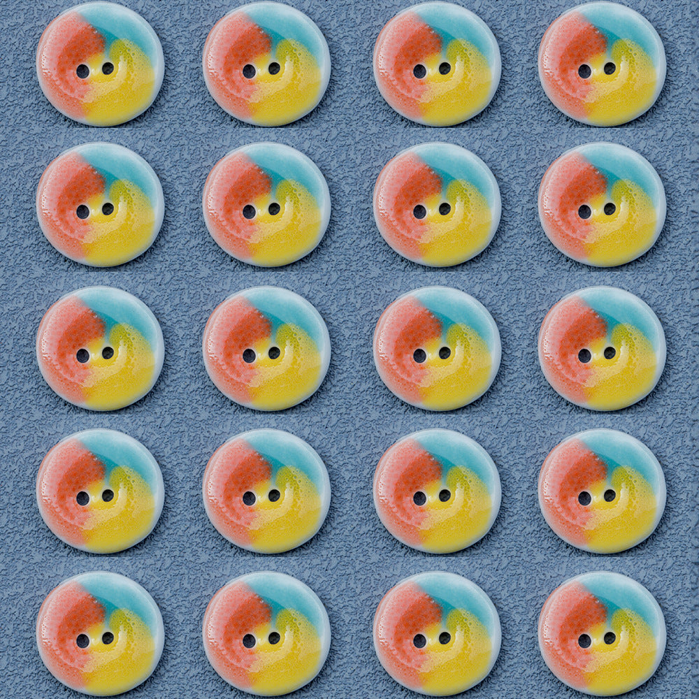 16mm Red Yellow Blue Round 2 Hole Ceramic Buttons for DIY Bracelets 10pcs