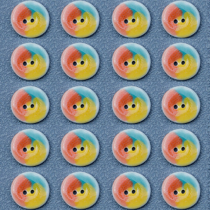 16mm Red Yellow Blue Round 2 Hole Ceramic Buttons for DIY Bracelets 10pcs