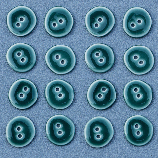 20mm Dark Green Irregular Round 2-Hole Ceramic Buttons for DIY Handmade Jewelry 10pcs