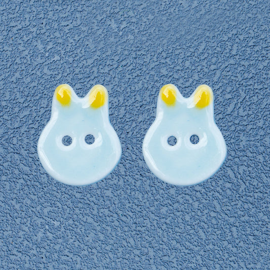 20mm Light Blue Bunny Rabbit 2-Hole Handmade Ceramic Sewing Buttons 10pcs