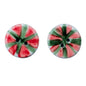 20mm Red and Green Vintage Round Watermelon 2 Hole Ceramic Buttons 10pcs