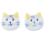 22mm Hand Painted Blue and White Pointy Eared Cat Ceramic DIY Decoration Button 10pcs