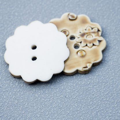 30mm Round 2-Hole Tawny Ceramic Buttons for DIY Trench Coat Accessories 6PCS